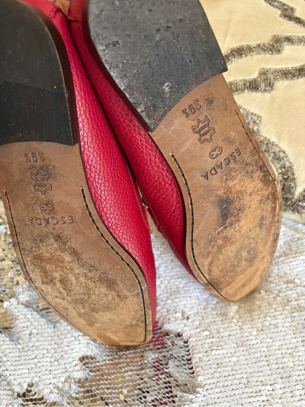 Escada Red Leather Bit-Detail Women’s Loafers - Picture 3 of 8